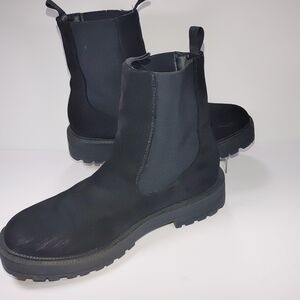 Sincerely Jules Womens 10 M Black Tatum Faux Suede Pull On Chunky Lug Sole Boots